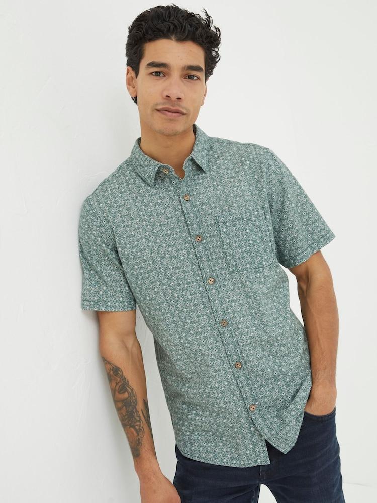 Fat Face Geo Green Print Shirt