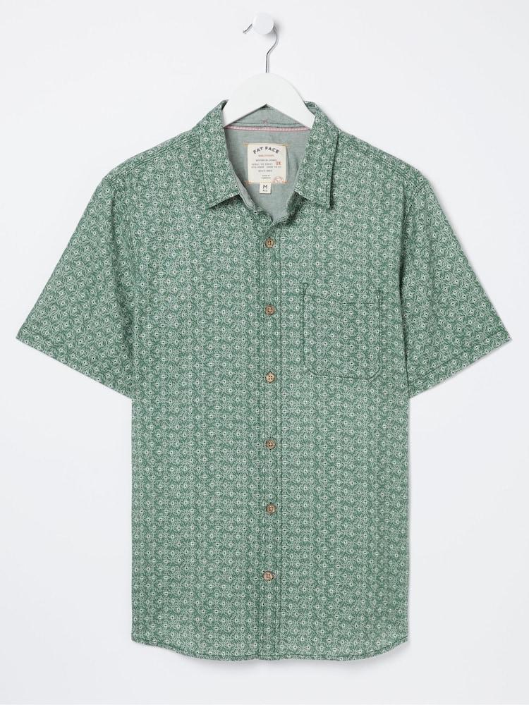 fat face Geo Green Print Shirt