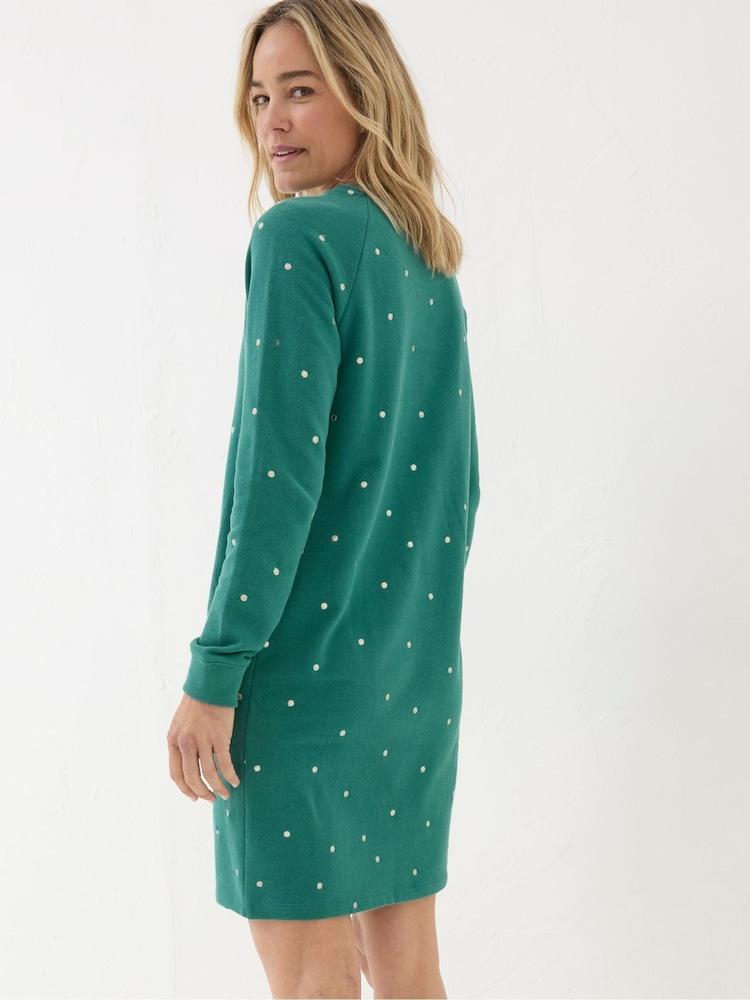 Fat Face Georgia Green Embroidered Sweat Dress