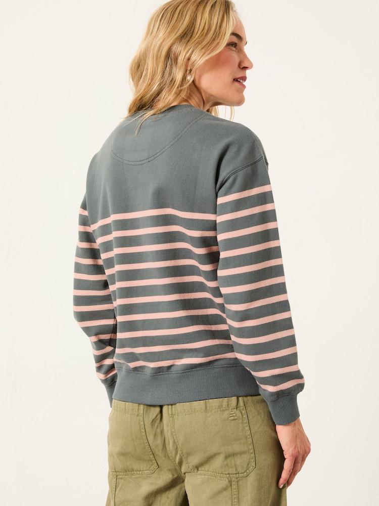 Fat Face Georgia Grey/Pink Stripe Crew Sweatshirt