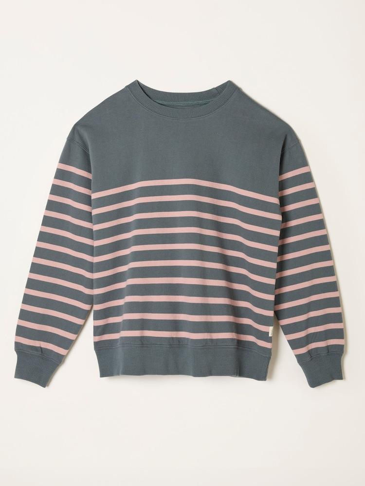 fat face Georgia Grey/Pink Stripe Crew Sweatshirt