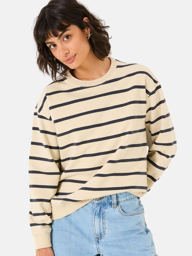 Fat Face Georgia Ivory Stripe Crew Sweatshirt
