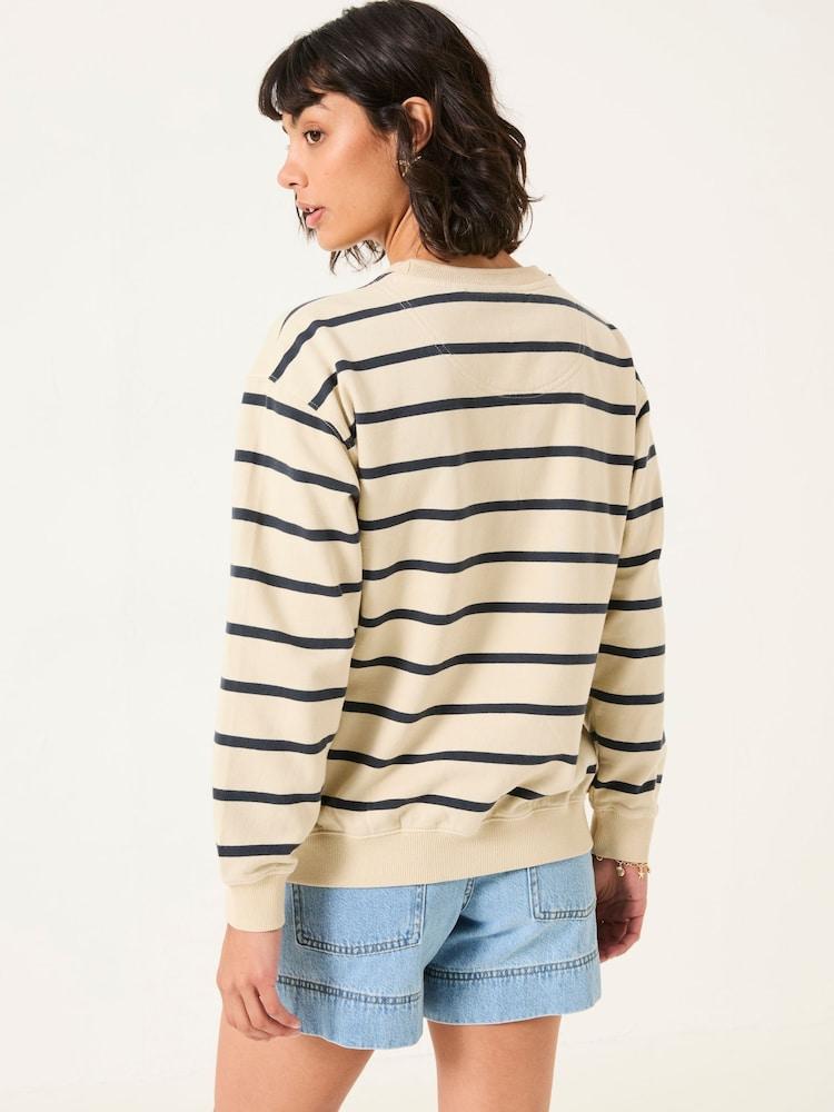 Fat Face Georgia Ivory Stripe Crew Sweatshirt