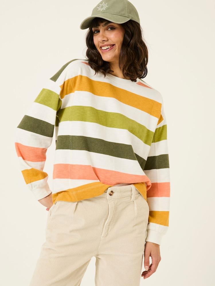 Fat Face Gia Multi Stripe Crew Sweat Top