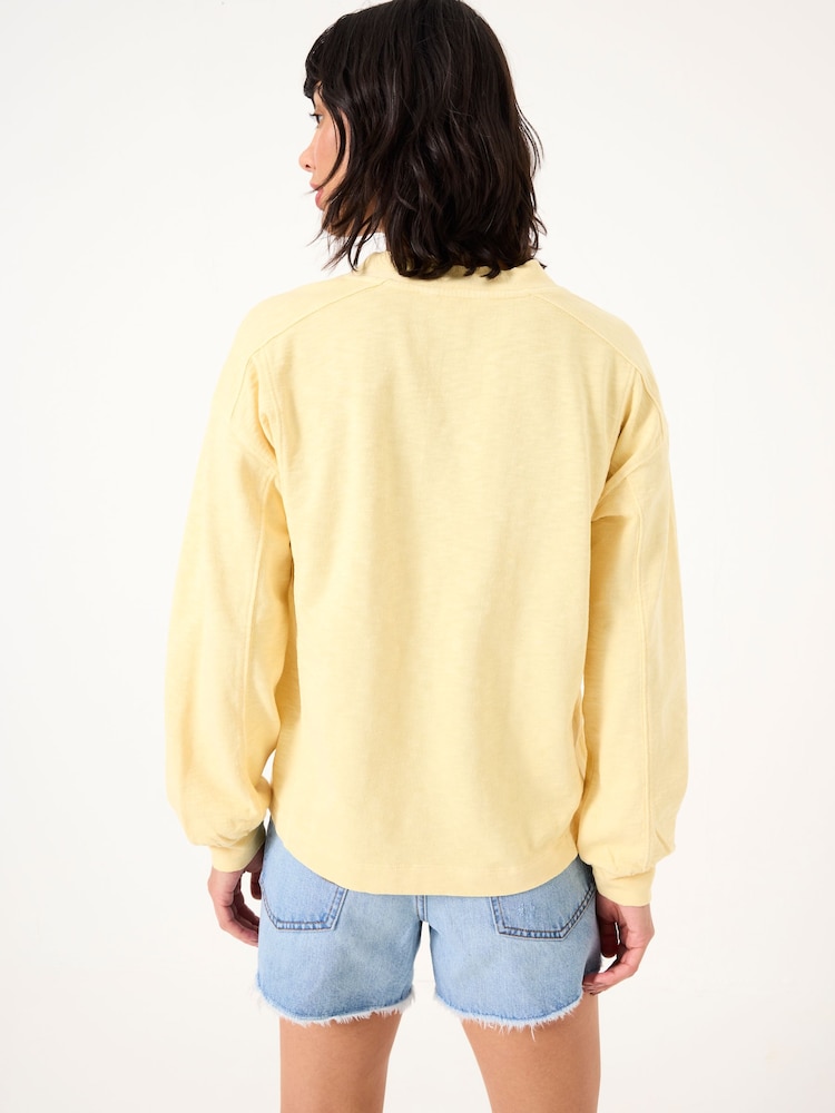 Fat Face Gigi Light Yellow V Neck Sweatshirt