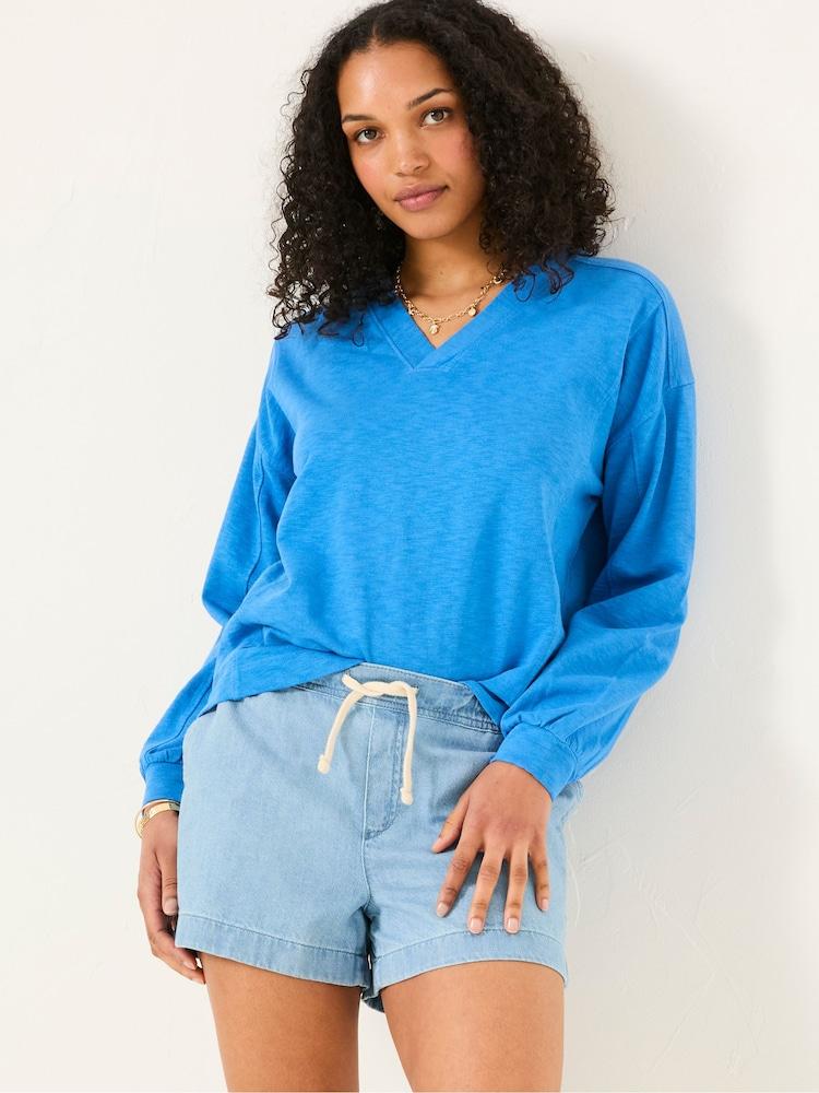 Fat Face Gigi Mid Blue V Neck Sweatshirt