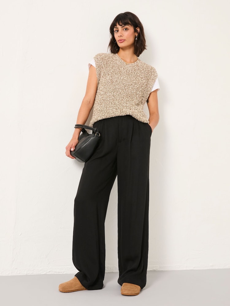 Fat Face Ginger Black Wide Leg Trousers