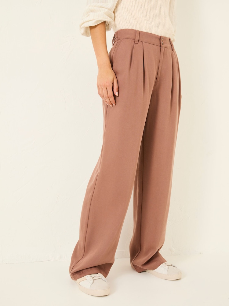 Fat Face Ginger Terracotta Wide Leg Drape Trousers