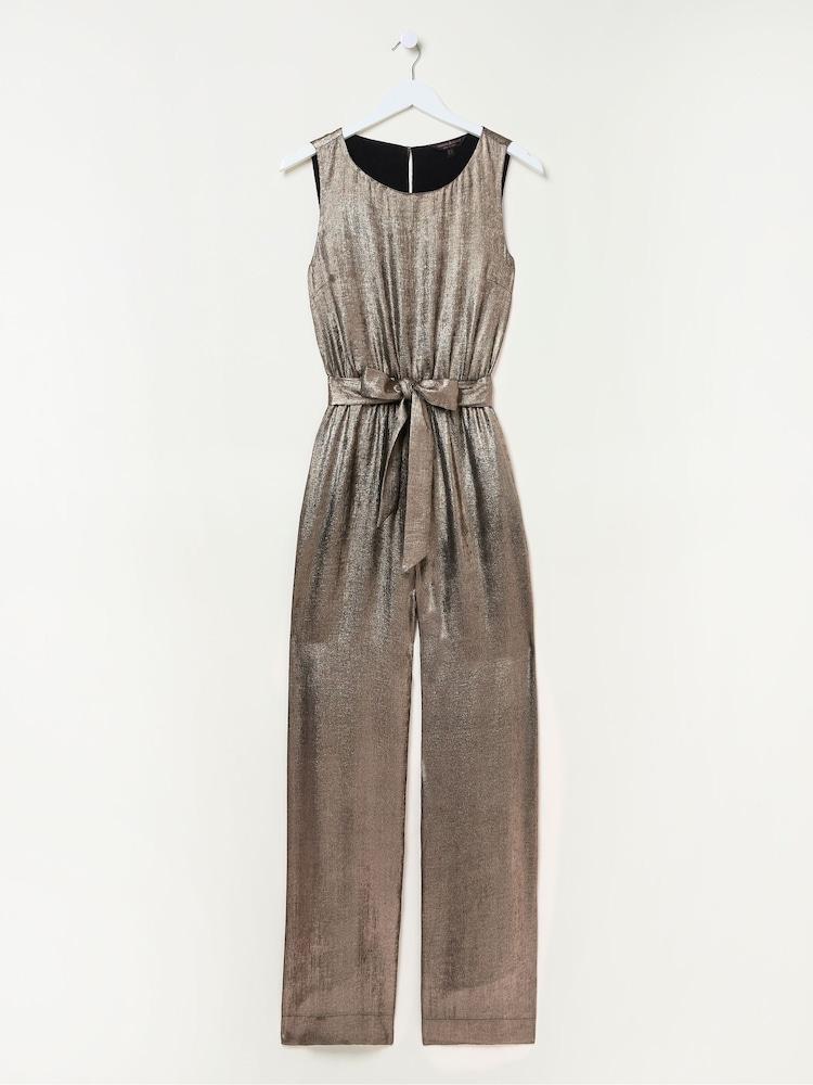 fat face Gisele Gold Metallic Jumpsuit