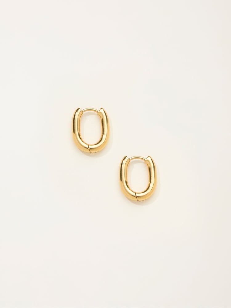 Fat Face Gold Plated Waterproof Oval Hoop Earrings