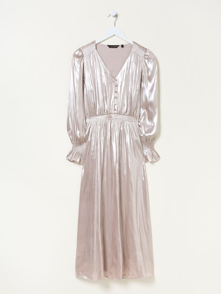 fat face Gold Rina Metallic Midi Dress