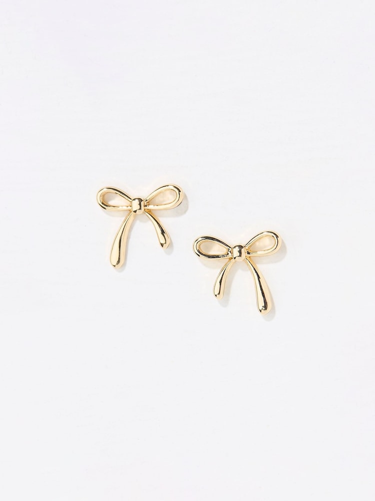 Fat Face Gold Tone Bow Stud Earrings