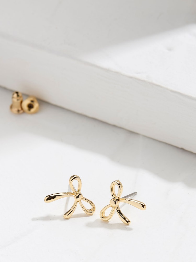 fat face Gold Tone Bow Stud Earrings