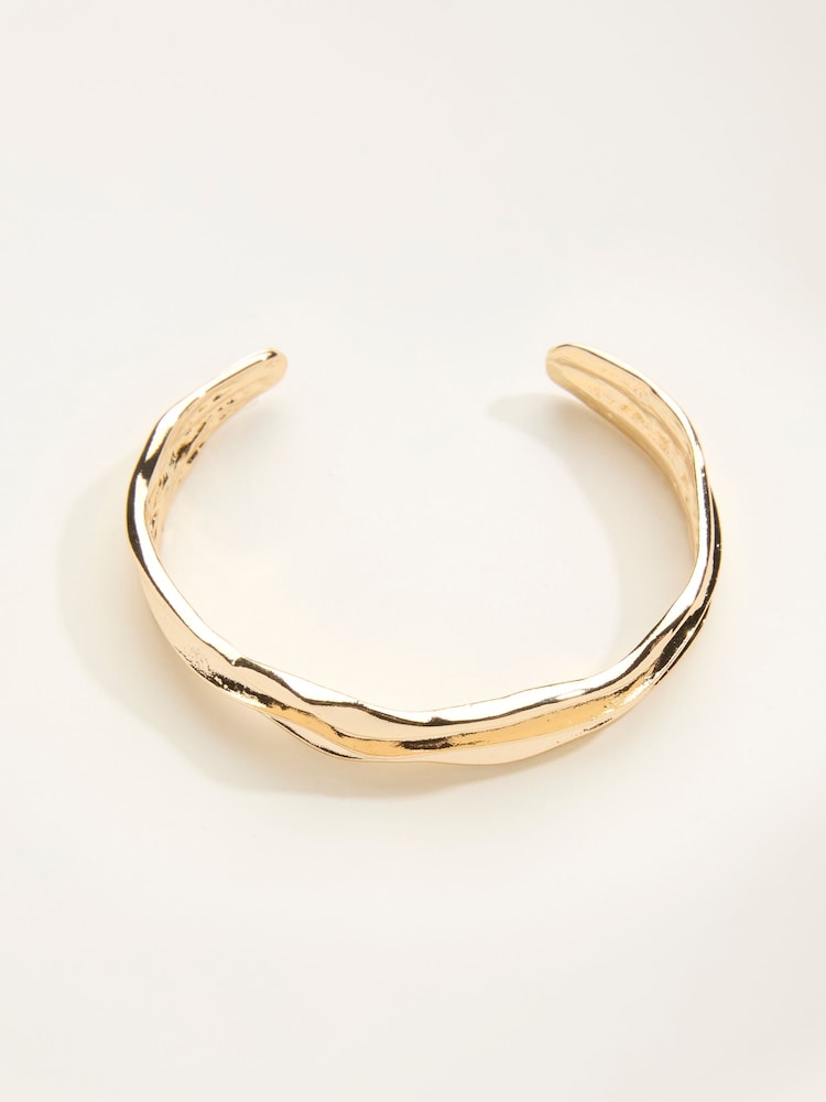 Fat Face Gold Tone Chunky Bangle