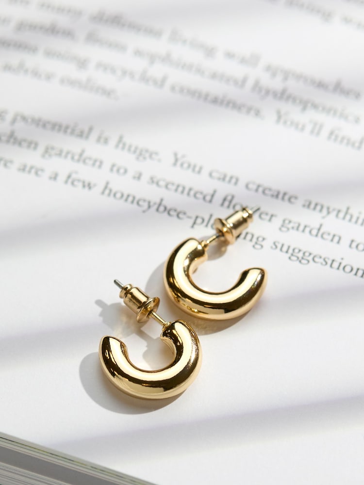 Fat Face Gold Tone Chunky Huggie Earrings