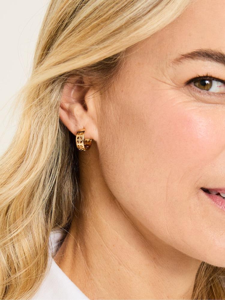 fat face Gold Tone Cut Out Hoop Earrings