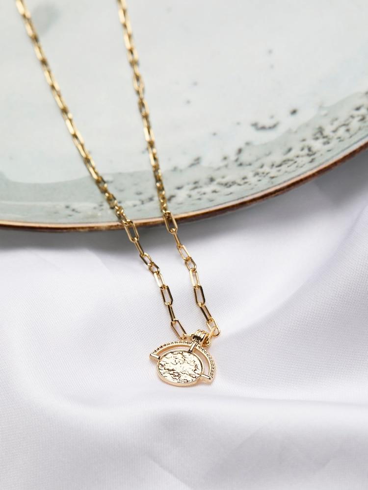 fat face Gold Tone Disc Necklace