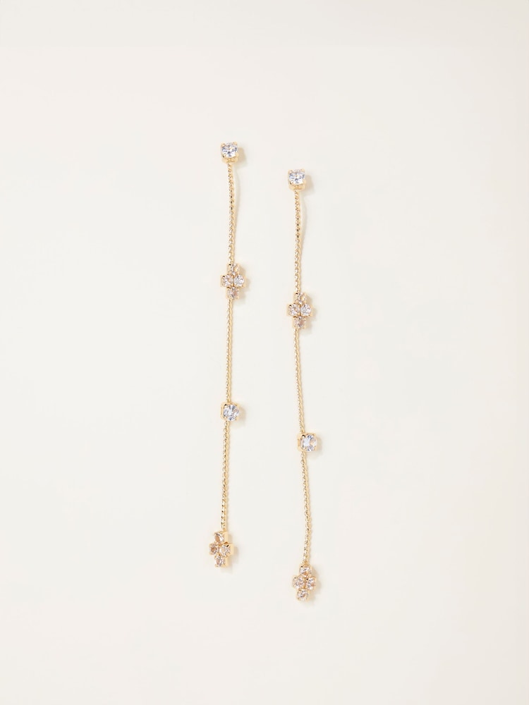 Fat Face Gold Tone Gem Drop Earrings