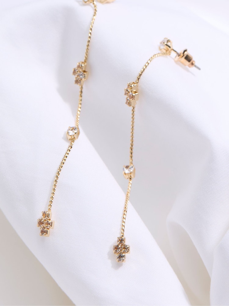Fat Face Gold Tone Gem Drop Earrings