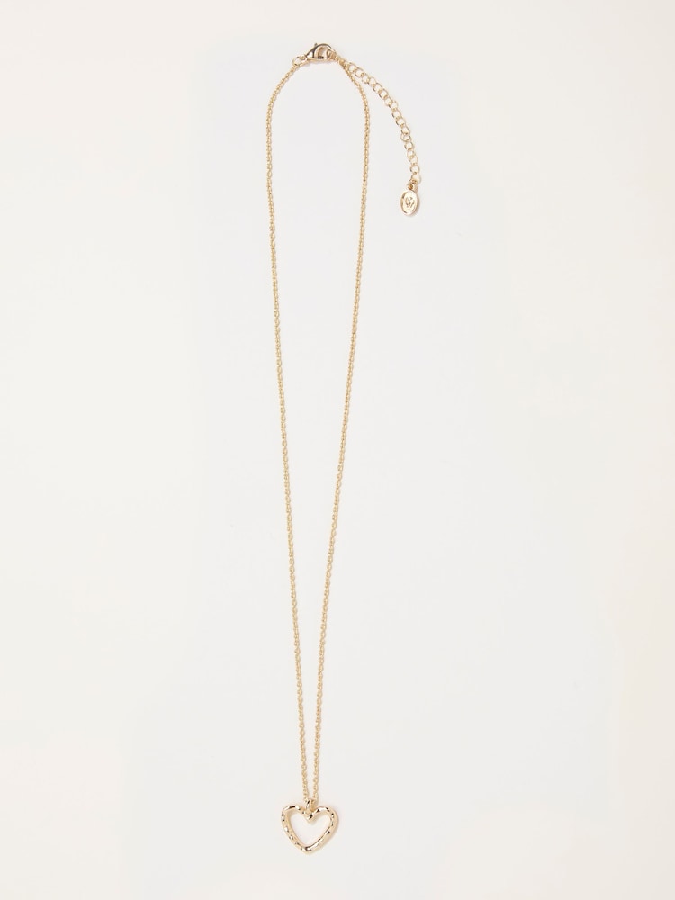 Fat Face Gold Tone Hammered Heart Necklace