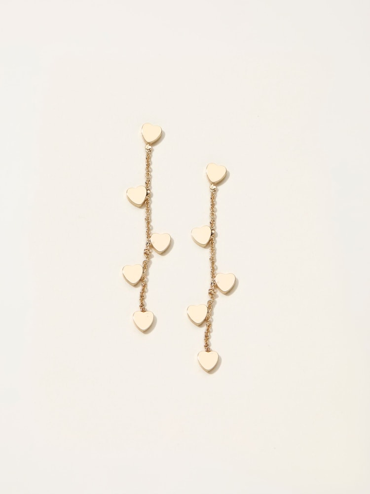 Fat Face Gold Tone Heart Chain Earrings