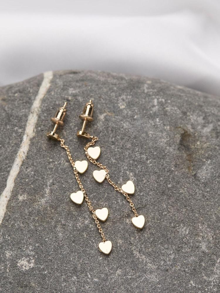 Fat Face Gold Tone Heart Chain Earrings