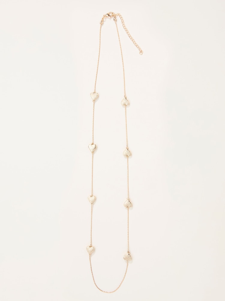 Fat Face Gold Tone Heart Chain Necklace