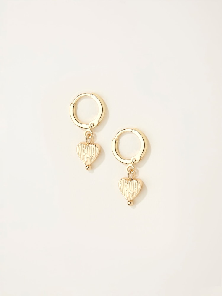 Fat Face Gold Tone Heart Drop Earrings