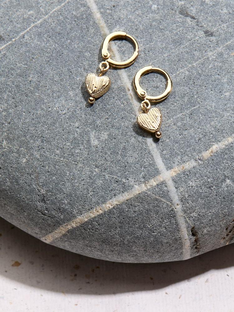 fat face Gold Tone Heart Drop Earrings