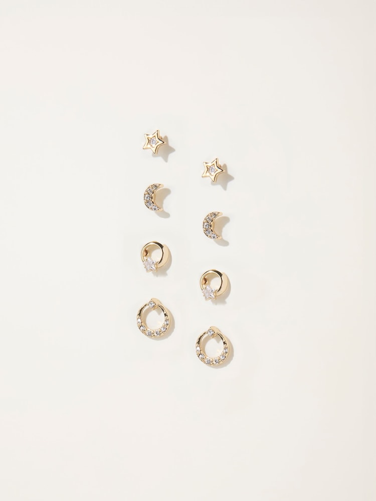 Fat Face Gold Tone Multi Pack Gem Earrings