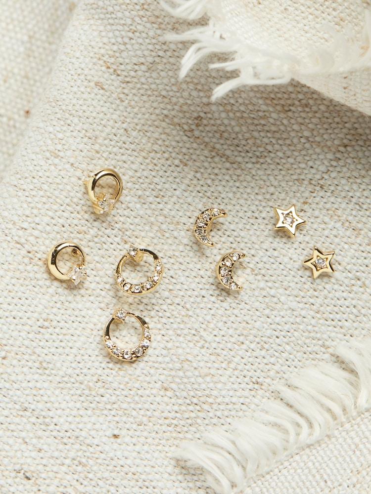 Fat Face Gold Tone Multi Pack Gem Earrings