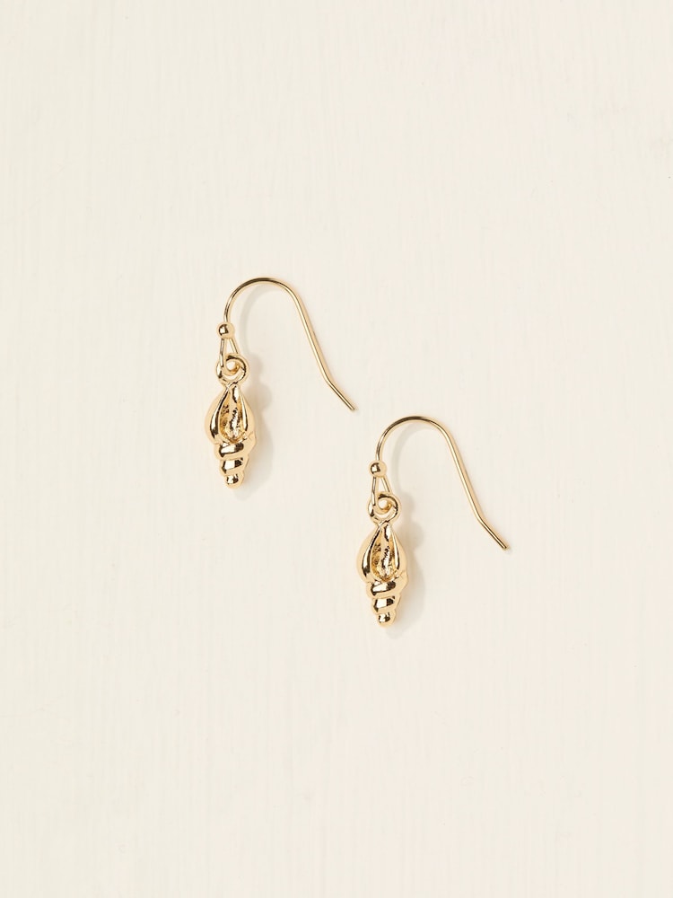 Fat Face Gold Tone Shell Drop Earrings