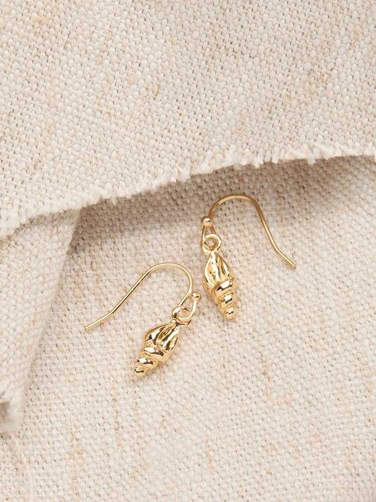 fat face Gold Tone Shell Drop Earrings