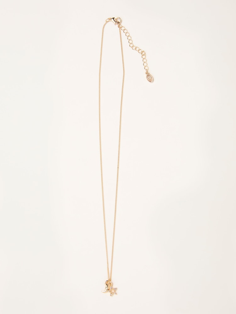 Fat Face Gold Tone Star And Moon Necklace