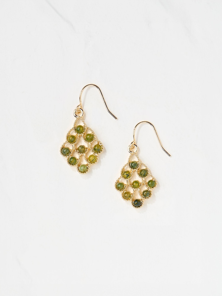 Fat Face Gold Tone Stone Drop Earrings