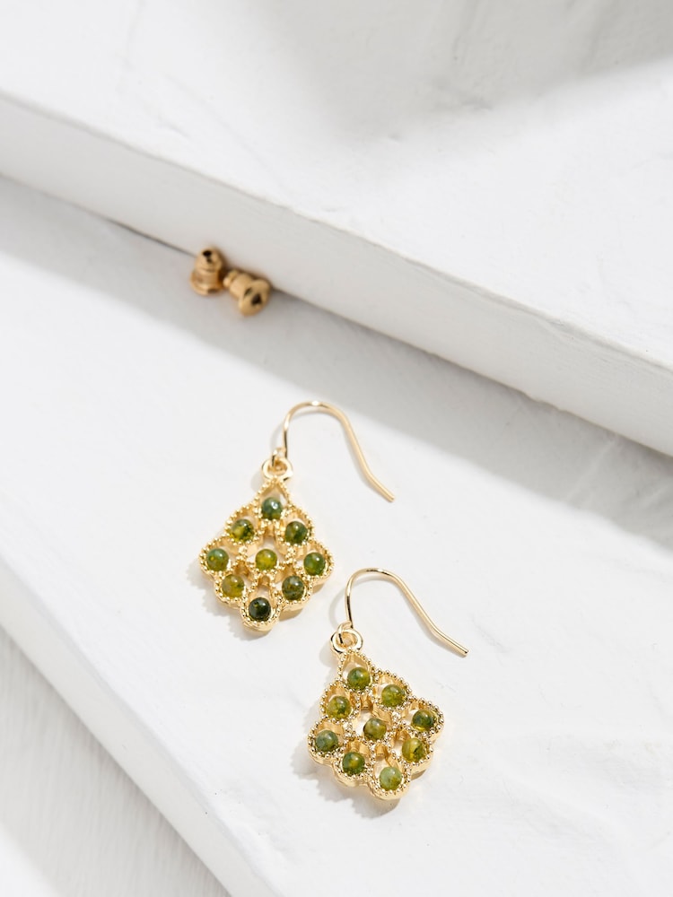 fat face Gold Tone Stone Drop Earrings
