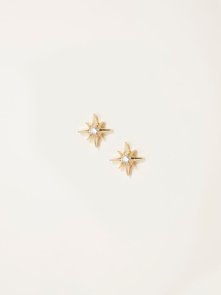 Fat Face Gold Tone Textured Star Stud Earrings