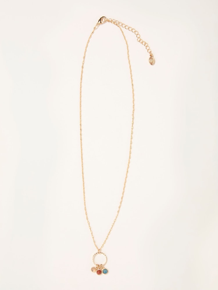 Fat Face Gold Tone Trio Gem Necklace