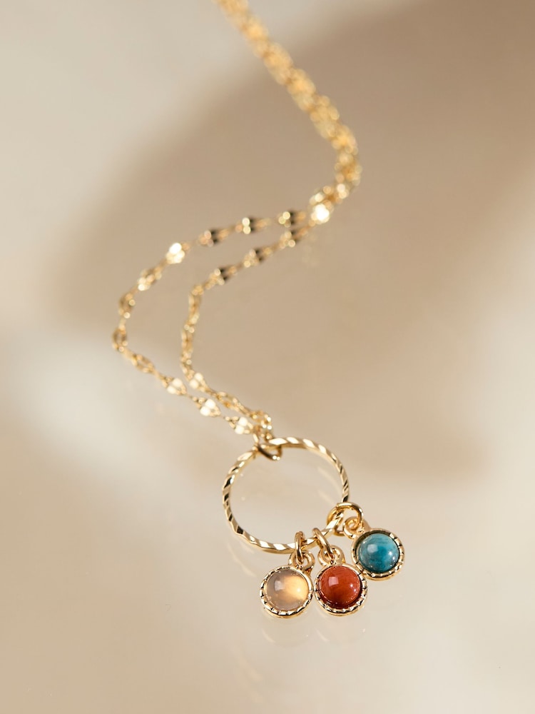 Fat Face Gold Tone Trio Gem Necklace