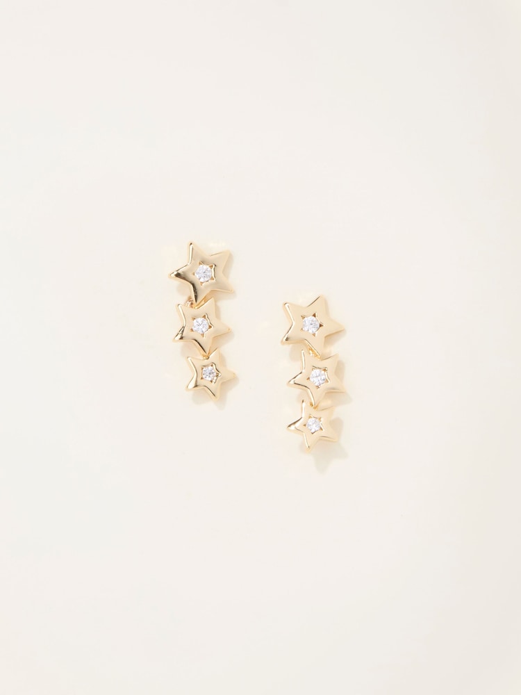 Fat Face Gold Tone Trio Star Earrings