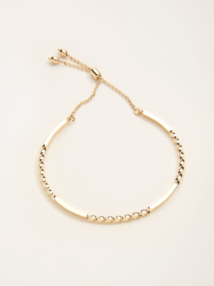 Fat Face Gold Tone Twist Adjustable Bracelet