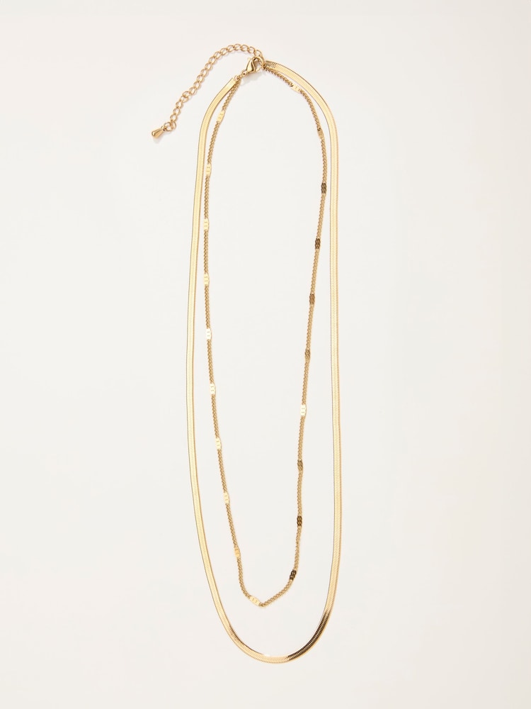 Fat Face Gold Tone Waterproof Layered Necklace