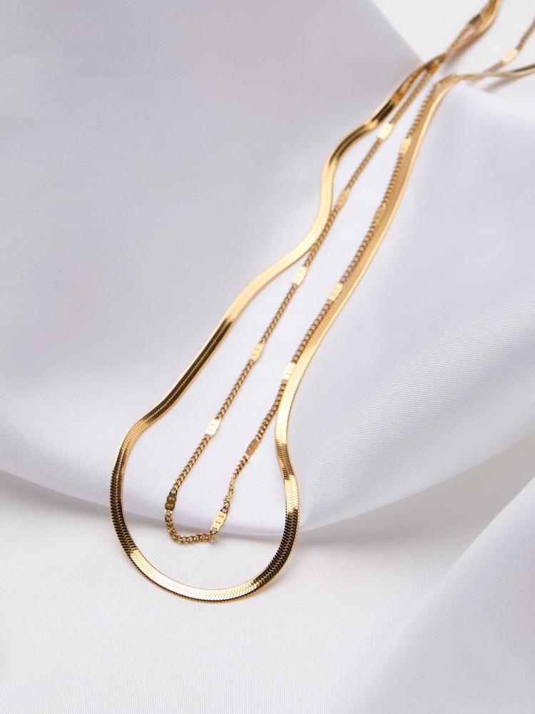 fat face Gold Tone Waterproof Layered Necklace