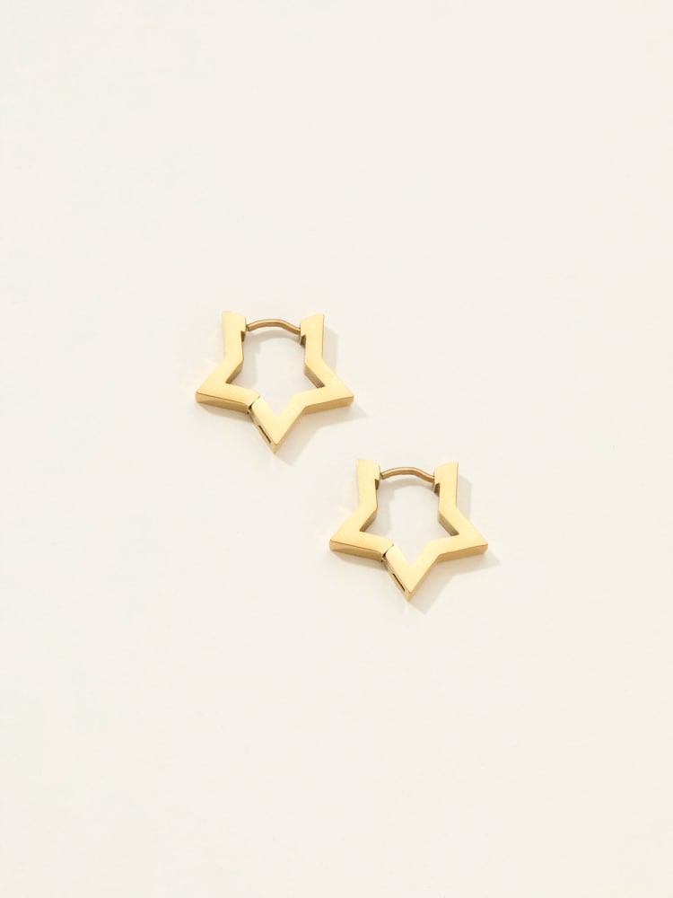 Fat Face Gold Tone Waterproof Star Hoop Earrings