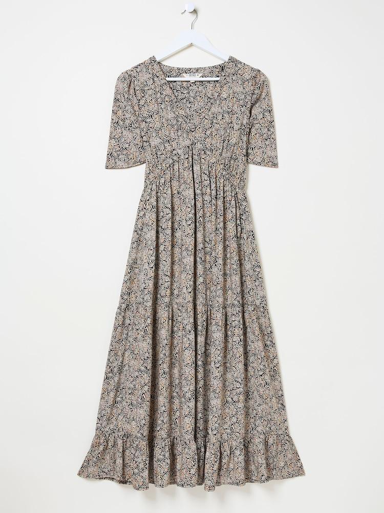 fat face Grace Black Leaf Dot Midi Dress