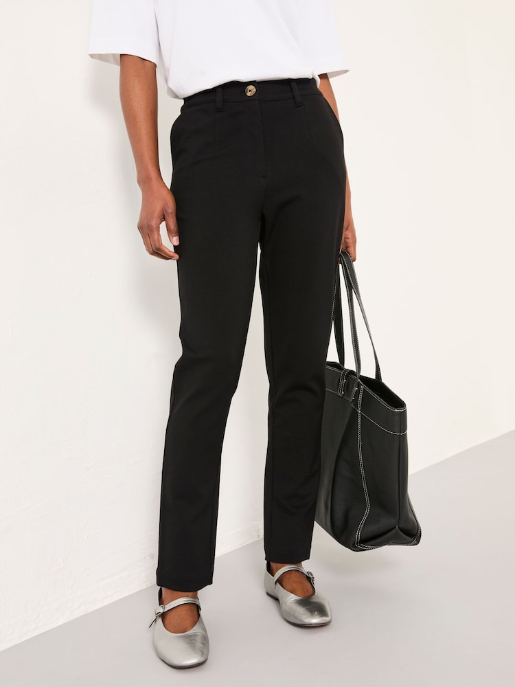 Fat Face Grace Black Ponte Tapered Trouser