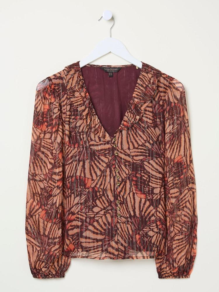 fat face Grace Black Printed Blouse