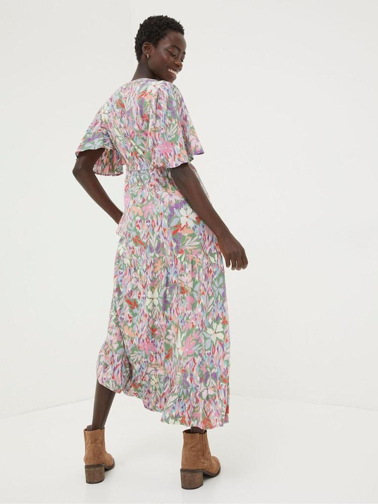 Fat Face Grace Green Expressive Floral Midi Dress