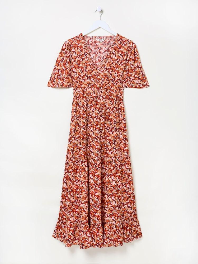 fat face Grace Multi Abstract Floral Midi Dress