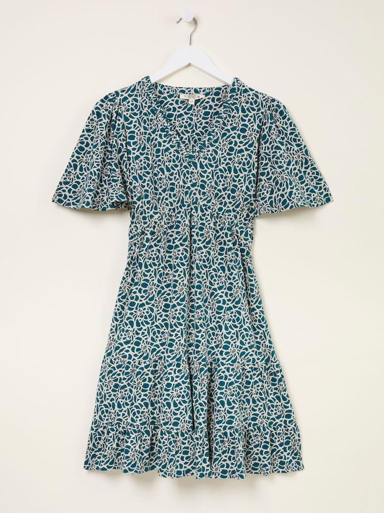 fat face Grace Teal Blue Shibori Jersey Dress